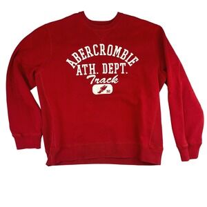 Abercrombie and Fitch Mens XL Red Athletic Dept Track Crewneck Sweatshirt VTG